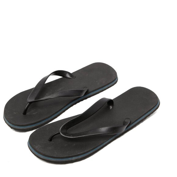 Calzaletas Mens Flip Flop Sandals Black Blue Mexico Rubber Beach Summer Pool - Picture 1 of 5